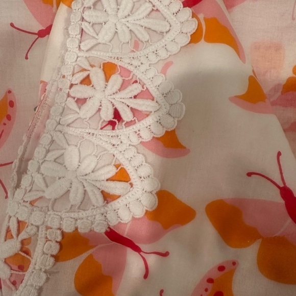 Lilly Pulitzer Women's Butterfly Blouse Flare Sleeves Crochet Trim Fairy Sz S - Picture 12 of 12
